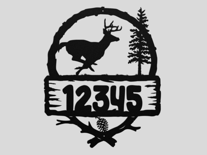 running buck address metal sign