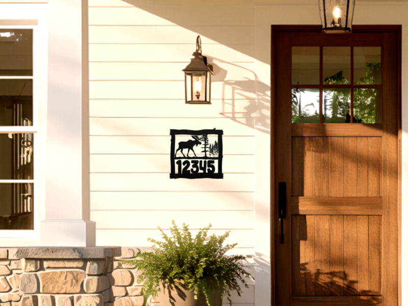 moose address sign twig frame