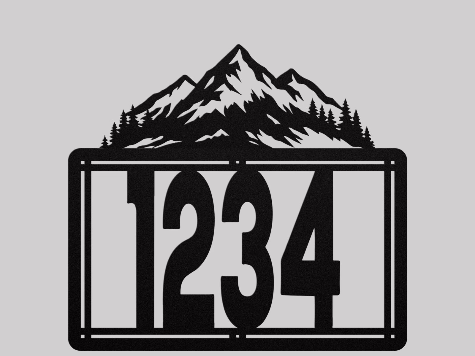 Personalized Metal House Number Sign Mountain Accent mounted outdoors