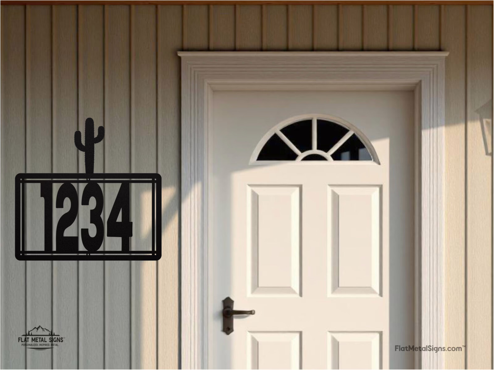 Personalized Metal House Number Sign with Cactus Accent - Image 2