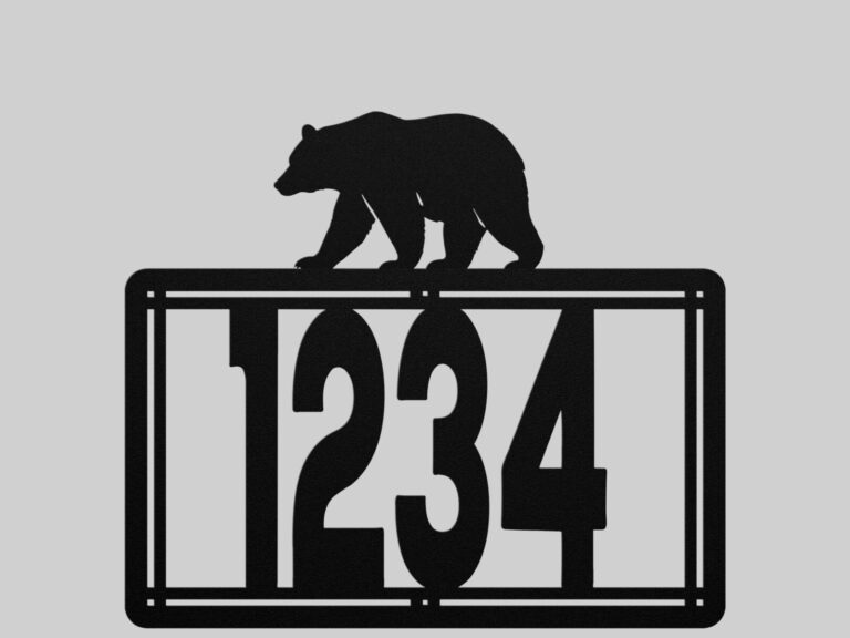 Metal Address Number Sign for Rural Homes – Bear Accent