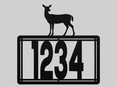 Personalized Metal House Number Sign With Doe Accent