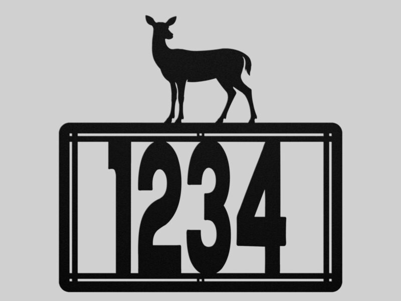Personalized Metal House Number Sign With Doe Accent
