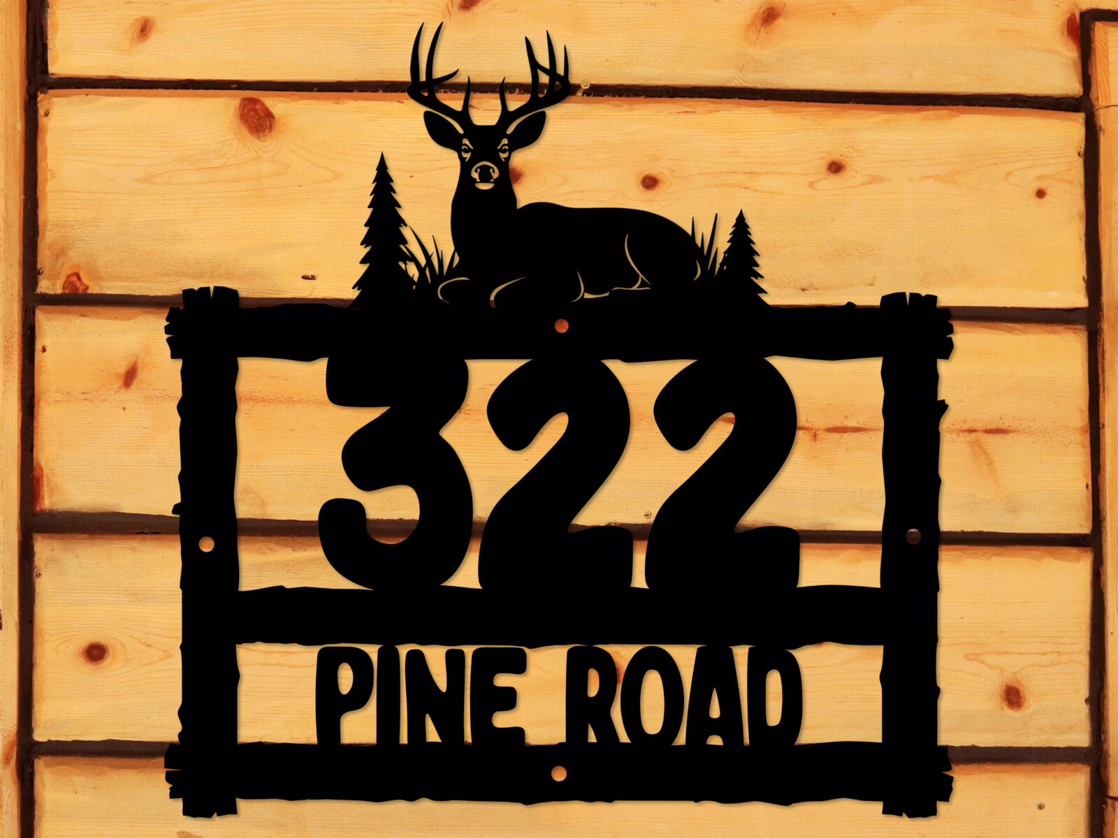 Personalized Deer Metal Address Sign – Rustic Street Name & House Number Sign - Image 2